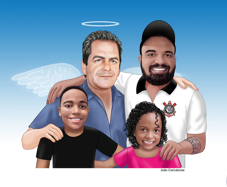 Desenho realista| (preço por pessoa) montagem de fotos família, unindomesma imagem, pai, mãe, avô, tio, irmãos falecidos, fotos antigas , atuais, pessoas q não se conheceram, memória eterna  1