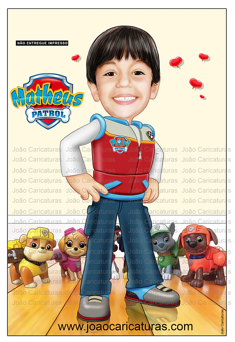 Caricatura infantil personalizada, menino, menina, patrulha canina, garoto, aniversário, cães, cãozinhos