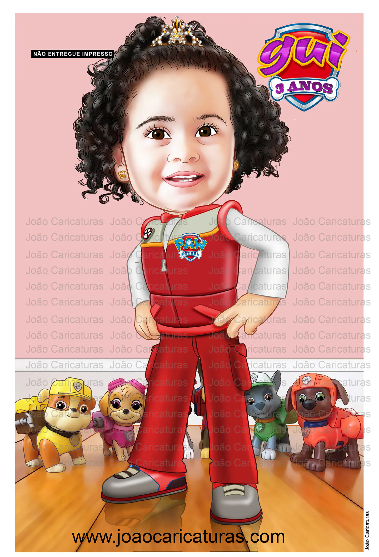 Caricatura infantil personalizada, menino, menina, patrulha canina, garoto, aniversário, cães, cãozinhos 3