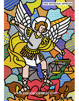 Desenho digital super colorido, São Jorge e Dragão, Santo Antônio, Nossa senhora Aparecida, São Francisco ( baseado no estilo do artista Romero Brito)