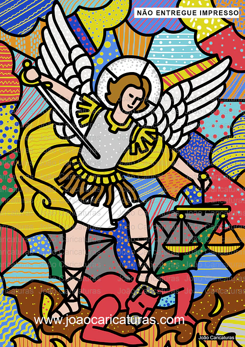 Desenho digital super colorido, São Jorge e Dragão, Santo Antônio, Nossa senhora Aparecida, São Francisco ( baseado no estilo do artista Romero Brito)