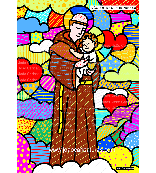 Desenho digital super colorido, São Jorge e Dragão, Santo Antônio, Nossa senhora Aparecida, São Francisco ( baseado no estilo do artista Romero Brito)