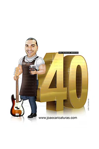 Caricatura Digital para Convite de Aniversário Masculino (Personalizada)