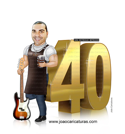 Caricatura Digital para Convite de Aniversário Masculino (Personalizada)