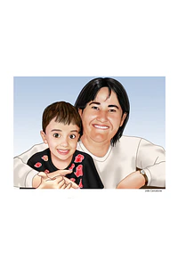 Desenho avó já falecida com neto (preço por pessoa) q não conheceu recordação montagem desenhada unindo juntando fotos no colo feliz mãe filha na mesma ilustração desenho foto antiga