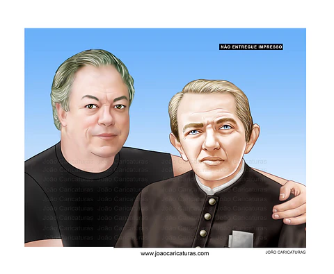 Desenho, caricatura, homenagem, junto, padre Cícero, Padim Ciço, pessoas famosas, artistas, cantores,serra do catolé, Juazeiro do Norte