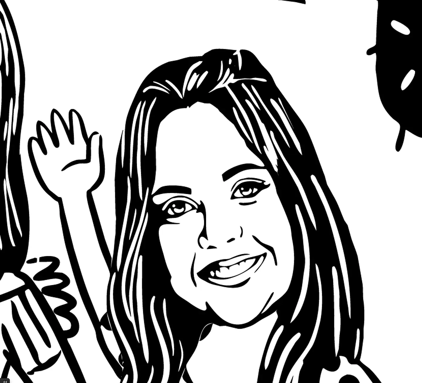 Desenho estilo xilografia, nordestino, estilizado,cordel,1 cor, preto e branco, xilo, caricatura, menina, pessoa, personalizado, sertão, corel, vetorizado, aniversário, ilustração 1
