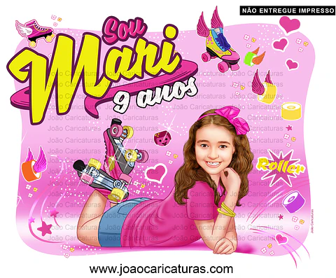 Caricatura  Personalizada  Convite  Aniversário Jovem Menina Patinadora Patins  Antigo Quad Esporte 4 Rodinhas  Skate Roller Botinha 9 10 11 12 13 14 15 16 anos, Soy Luna 