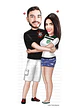 Caricatura digital de casal bodas namorados namoro abraçados aniversário camisa time grêmio celular cerveja chopp rosto normal Santos. gostosa internacional times sereia mulherão  - Thumbnail 3