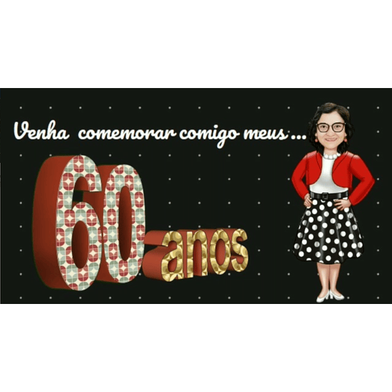 Vídeo convite com personalizado com caricatura e música Balada Anos 60, 50, pisicodélico, clássico, vestido bolinhas, pra  envio por zap, whatsapp