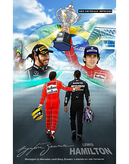 Desenho de Lewis Hamilton e Ayrton Senna Juntos, homenagem, cartaz, ilustração F1, levantando troféu, campeão, ídolo, piloto, carro de corrida, presente para papai para  imprimir , famosos, autódromo