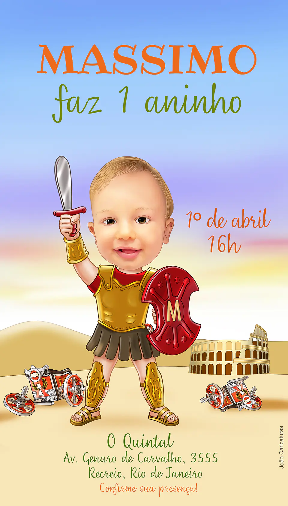 Caricatura bebê, gladiador, Aquiles, maximo, Guerreiro, tròia, 1, 2, 3, 4, 5 anos, Roma, espada, escudo, linda, exatamente igual, criança,menino 1