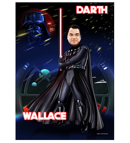 Caricatura digital de aniversário Darth Vader guerra nas estrelas Star Was pai guerreiro espacial presente banner convite alta qualidade