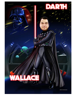Caricatura digital de aniversário Darth Vader guerra nas estrelas Star Was pai guerreiro espacial presente banner convite alta qualidade