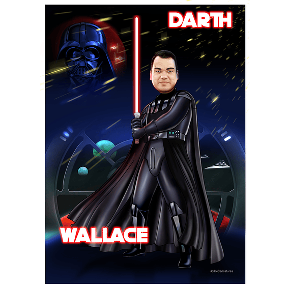 Caricatura digital de aniversário Darth Vader guerra nas estrelas Star Was pai guerreiro espacial presente banner convite alta qualidade