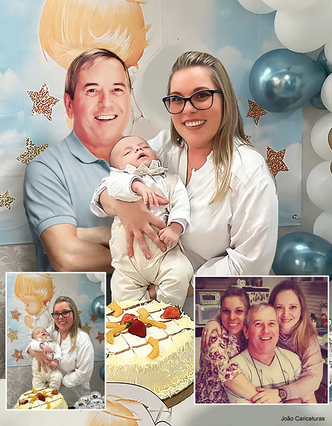 Edição de fotos acrescentando pessoas na foto, montagem fotos de família a partir de fotos separadas, pai, mãe, avó, avô que faleceram juntos c netos. retrato antigos com retratos novos, fotos antigas