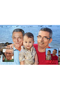 Unir fotos atuais com fotos antigas, juntando pessoa falecida, editando, melhorando qualidade das fotos, foto família toda, foto antiga impressa, foto escaneada, foto recortada e adicionada a outra