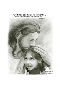 Montagem Primeira Comunhão, Eucaristia, Deus, foto, menina, filho,  Cristo , Jesus, com criança, garota, abraçando, protegendo, memória eterna, nos braços , acolhida