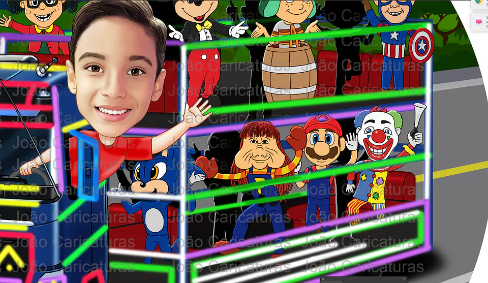 Carreta Furacão desenho caricatura aniversariante painel, personalizada, heróis, aniversário, caminhão, Mickey, Chaves, chiquinha, fofão, Capitão América, Chiquinha, Sonic, Palhaço, caminhão 4
