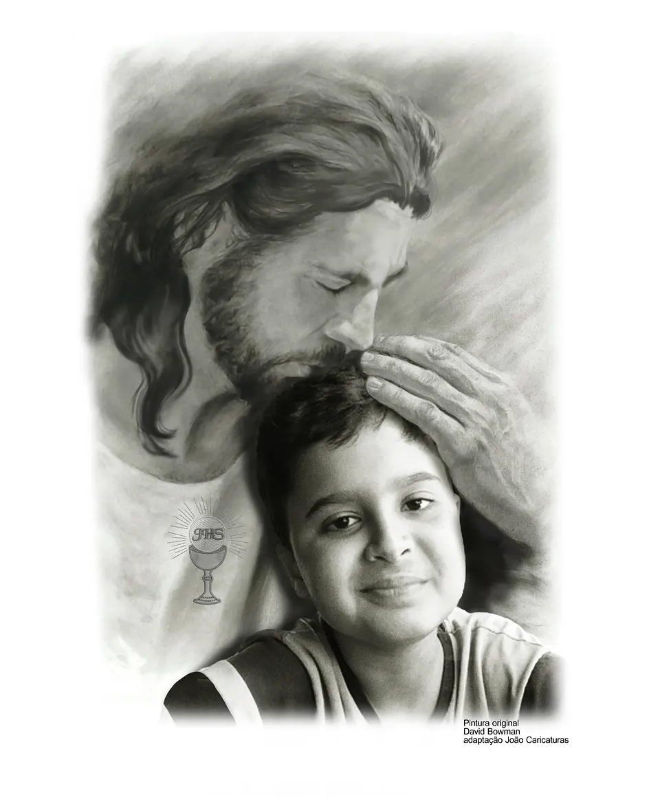 Encomende e de presenteie com uma linda montagem com Cristo, montagem fotográfica Jesus, pai, tio, netos, filho, avô, com ente falecido 2