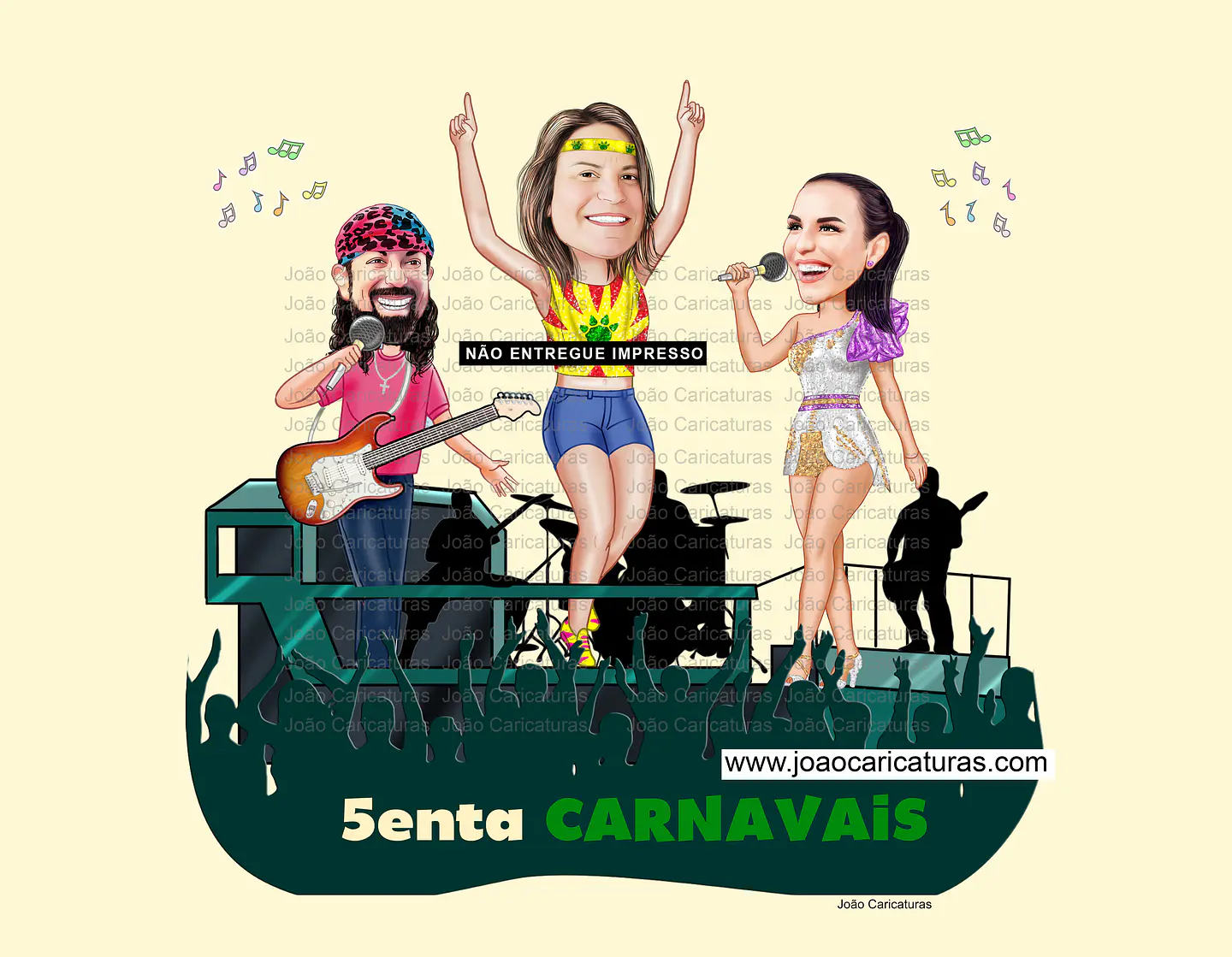 Caricatura Personalizada Micareta e Carnaval no Trio Elétrico | Aniversário com Seu Rosto 6