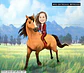 Caricatura do desenho animado Lucky e Spirit ou mesmo menino no cavalo comum personalizada com a sua foto menina ou menino cavalgando cavalo aniversário decoração para banner + 1m - Thumbnail 2