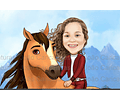 Caricatura do desenho animado Lucky e Spirit personalizada com a sua foto menina cavalo aniversário decoração para banner 1m