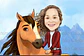 Caricatura do desenho animado Lucky e Spirit ou mesmo menino no cavalo comum personalizada com a sua foto menina ou menino cavalgando cavalo aniversário decoração para banner + 1m - Thumbnail 3