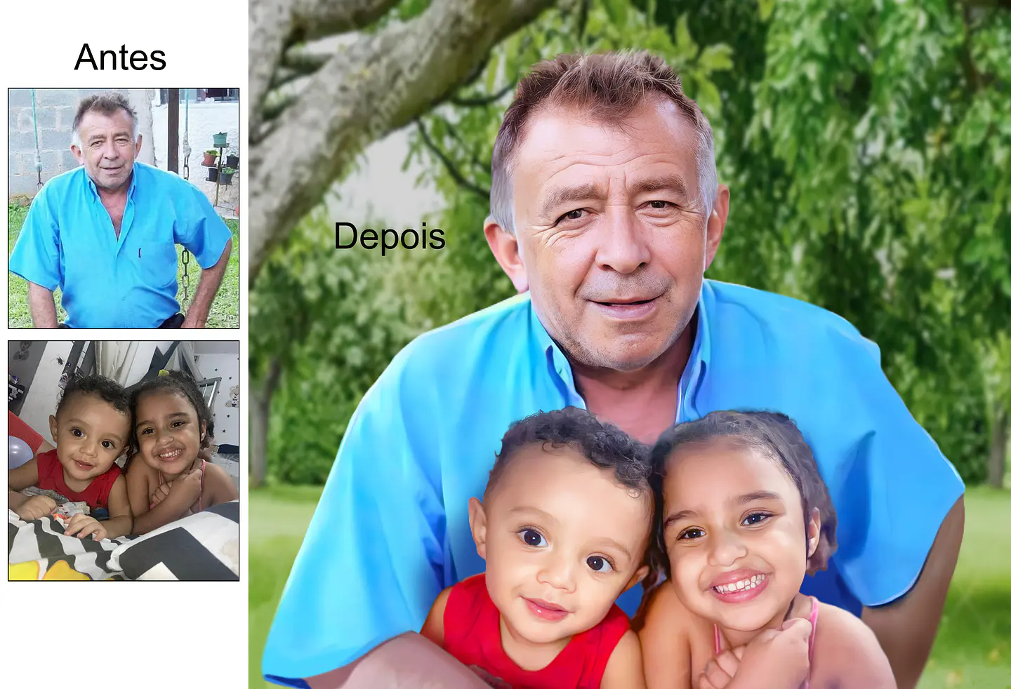 Encomende uma imagem do seu  filho e a vovó dele numa mesma foto, peça agora uma montagem de fotos que uni fotos antigas com atuais 3