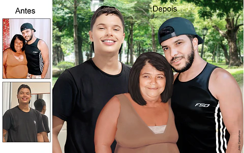 Montagem de Fotos: Filho e Vovó ou Vovô Juntos na Mesma Foto | União de Fotos Antigas e Atuais