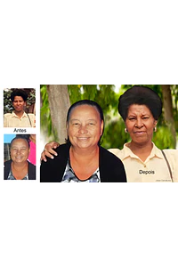 Avô faleceu de covid, mas continua vivo com o neto no colo nesta foto montagem que eu pedi para o João Caricaturas criar, faça uma foto juntando o falecido com a família, é um presente inesquecível