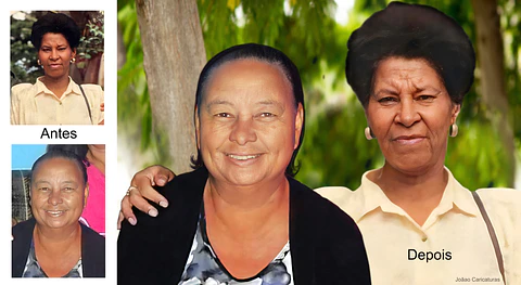 Avô faleceu de covid, mas continua vivo com o neto no colo nesta foto montagem que eu pedi para o João Caricaturas criar, faça uma foto juntando o falecido com a família, é um presente inesquecível