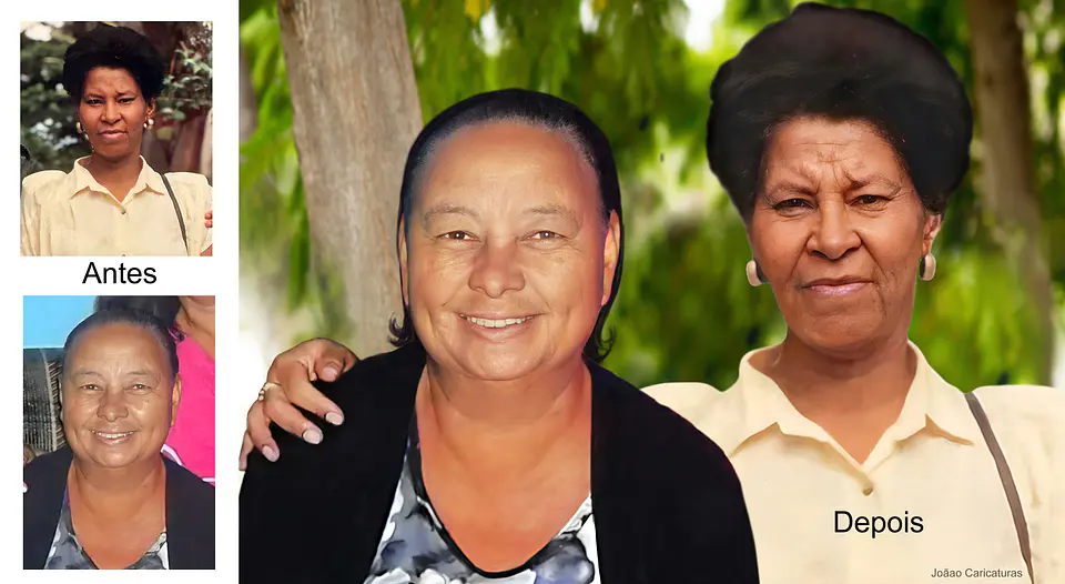 Avô faleceu de covid, mas continua vivo com o neto no colo nesta foto montagem que eu pedi para o João Caricaturas criar, faça uma foto juntando o falecido com a família, é um presente inesquecível 2