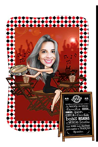 Caricatura Digital Feminina Tema Boteco – Personalizada por Foto