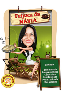 Caricatura Digital Feminina Tema Boteco – Personalizada por Foto