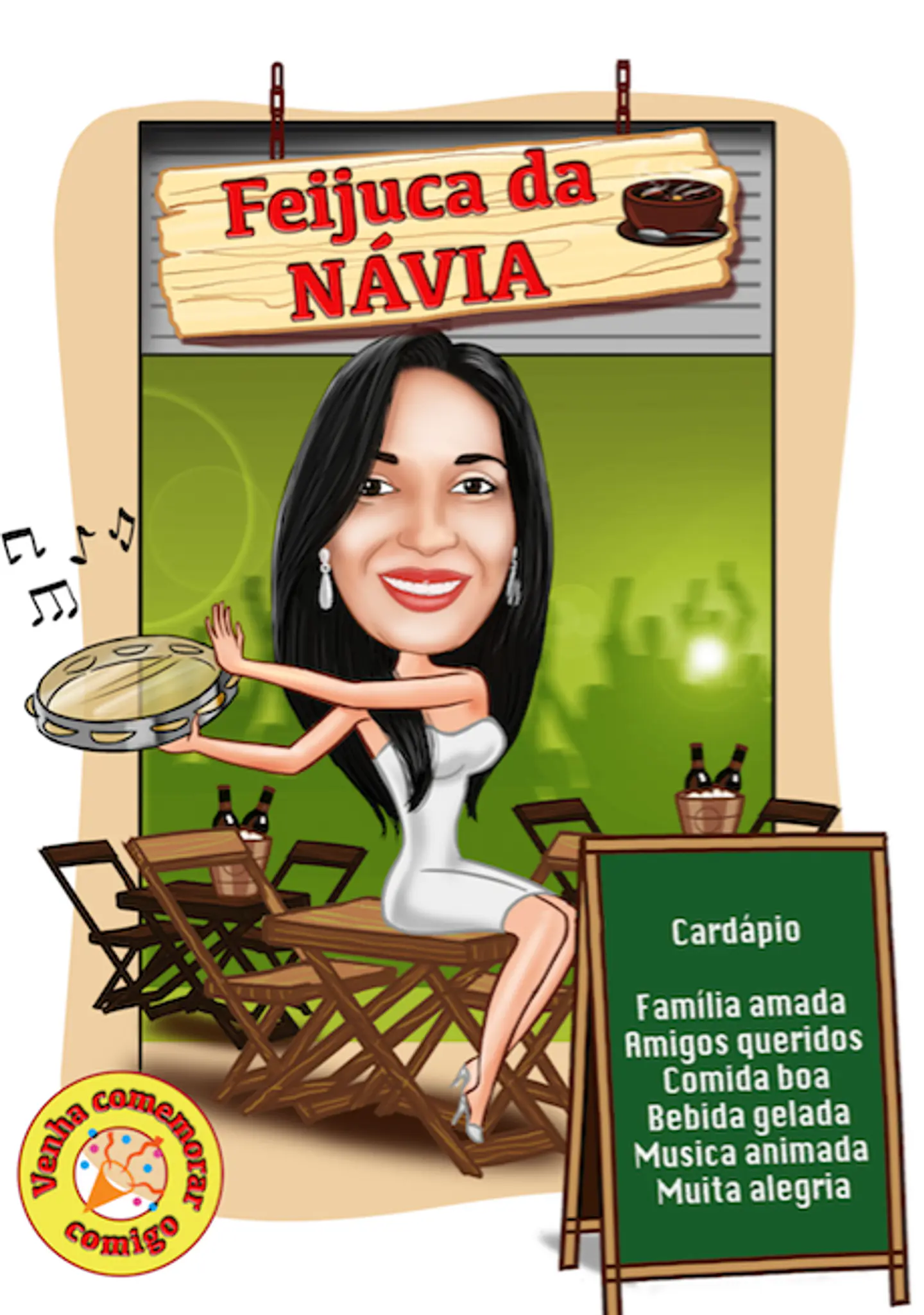 Caricatura Digital Feminina Tema Boteco – Personalizada por Foto 3
