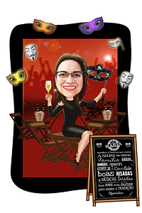 Caricatura Digital Feminina Tema Boteco – Personalizada por Foto