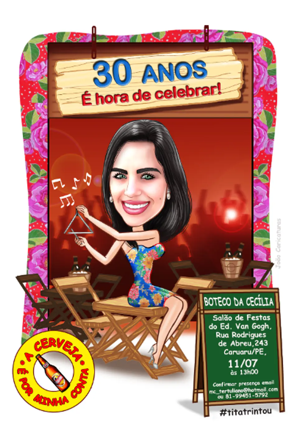 Caricatura Digital Feminina Tema Boteco – Personalizada por Foto 5