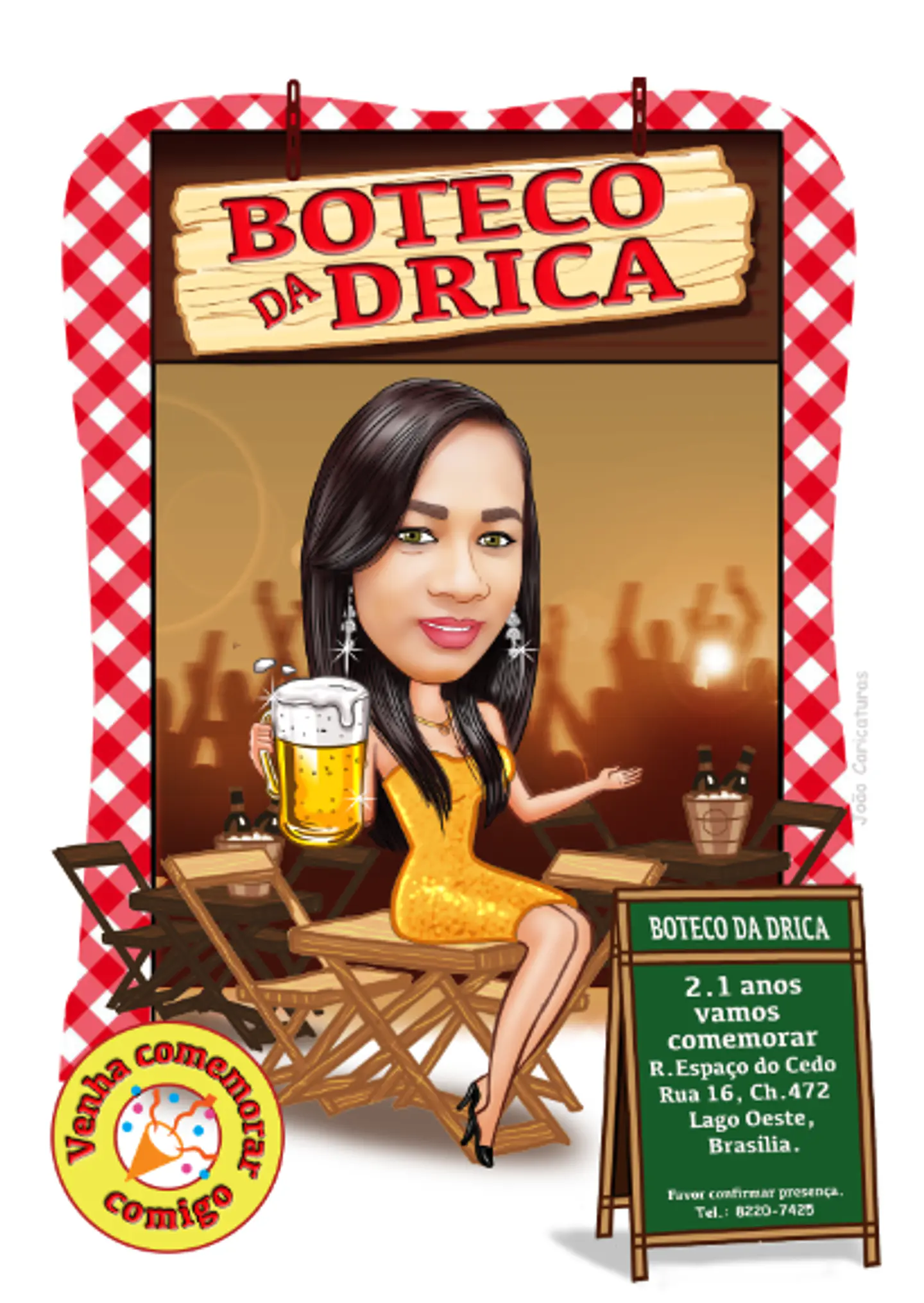 Caricatura Digital Feminina Tema Boteco – Personalizada por Foto 6