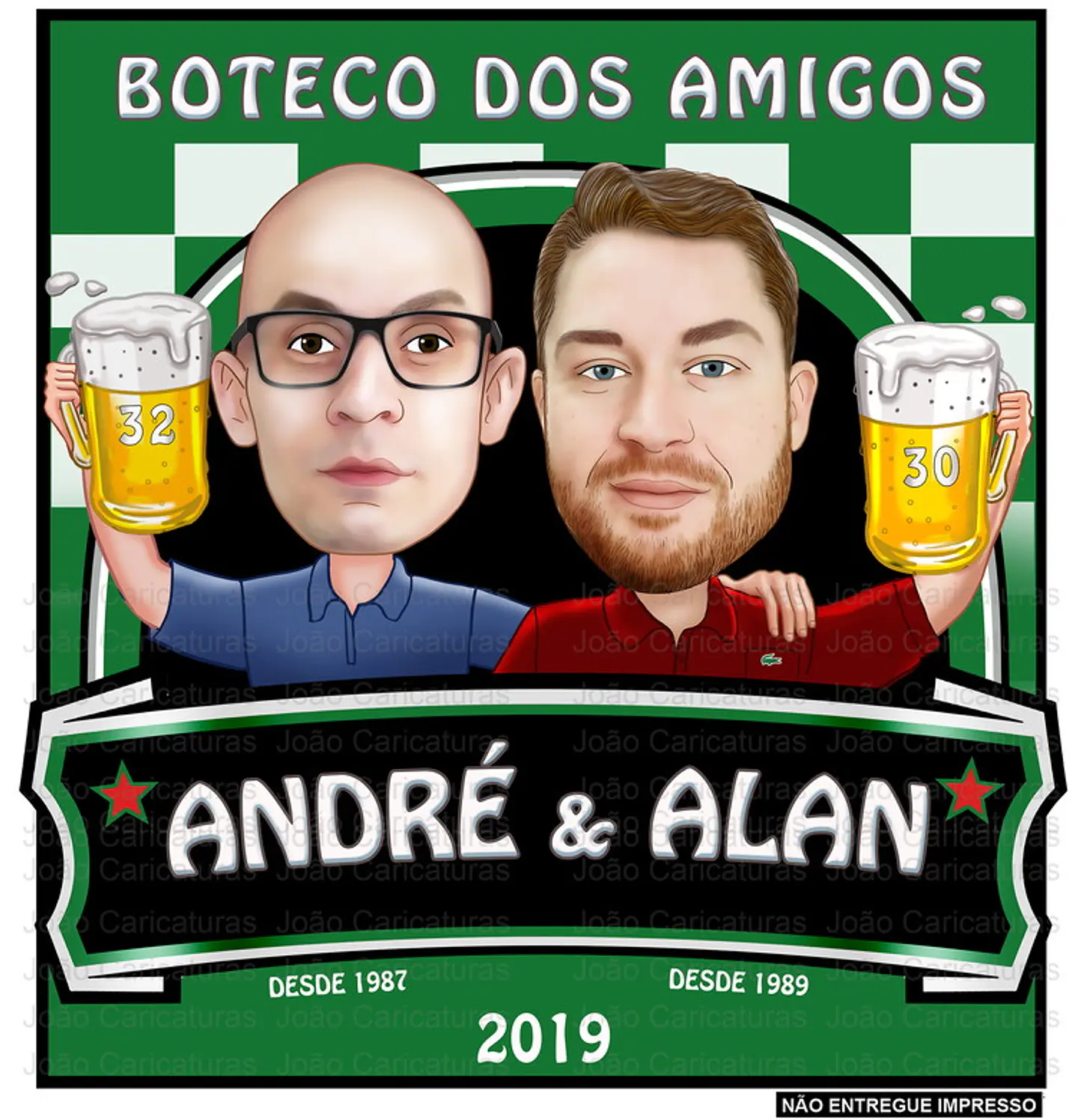 Caricatura de Casal Tema Boteco Personalizada | Convite e Banner 3