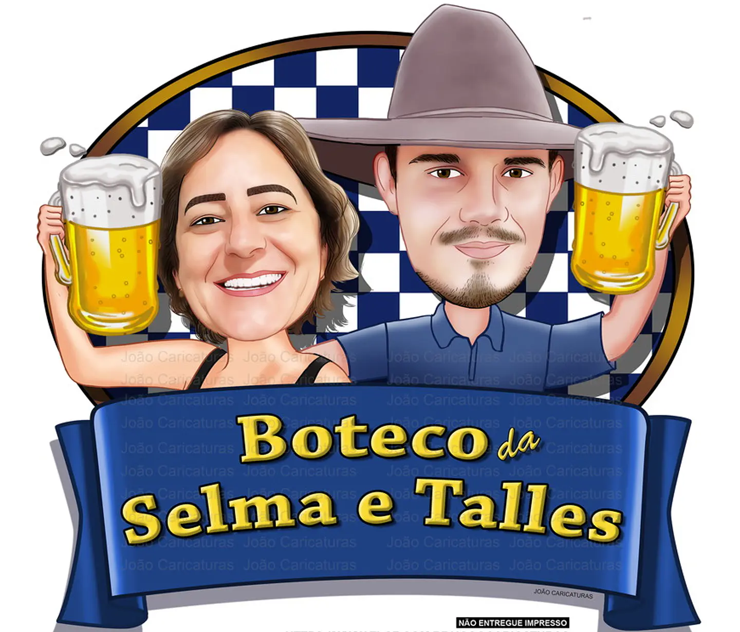 Caricatura de Casal Tema Boteco Personalizada | Convite e Banner 4