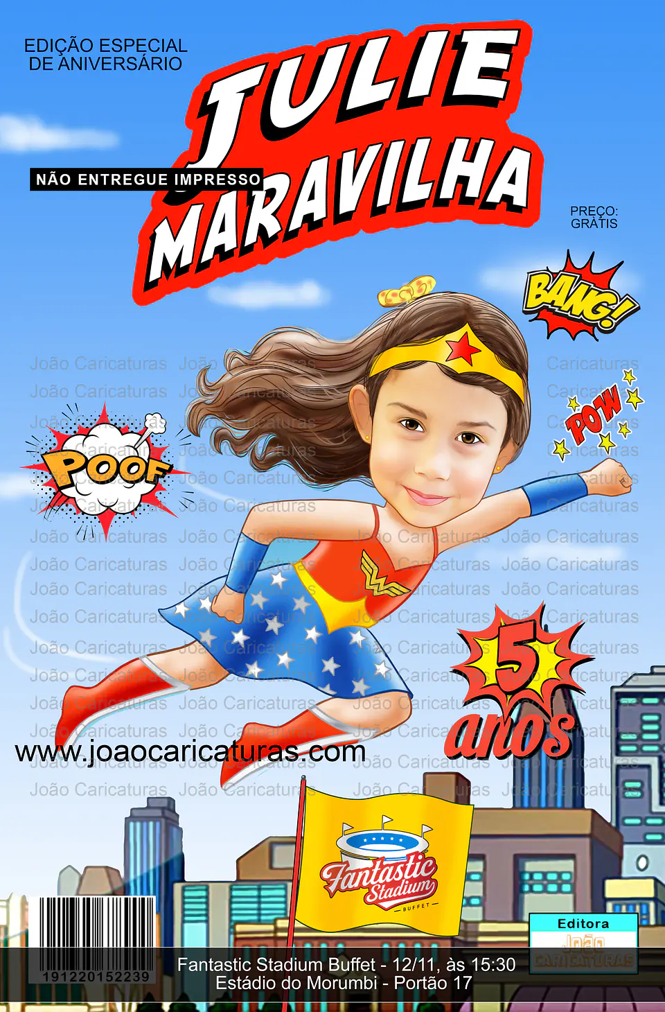 Caricatura Infantil Menina Maravilha | Tema Mulher Maravilha 5