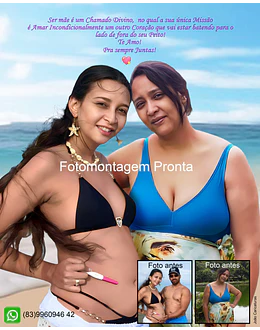 Fotomontagem de Filha Grávida com Mãe Falecida | Homenagem Especial