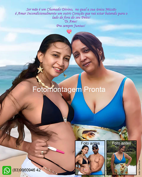 Fotomontagem de Filha Grávida com Mãe Falecida | Homenagem Especial