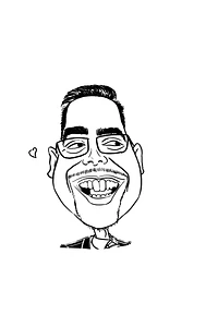 Desenho de caricaturas de rosto sem cor, caricatas, com distorção, com aumentos, engraçadas, cômicas, divertidas, desenhada a mão, aniversário, sorrisão, bocão, narizão, orelhão, narigão, namorada