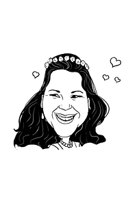 Desenho de caricaturas de rosto sem cor, caricatas, com distorção, com aumentos, engraçadas, cômicas, divertidas, desenhada a mão, aniversário, sorrisão, bocão, narizão, orelhão, narigão, namorada