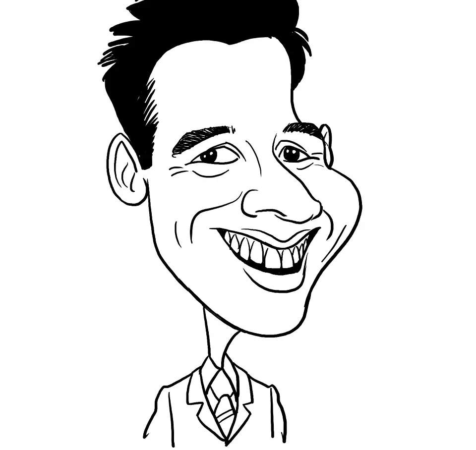 Desenho de caricaturas de rosto sem cor, caricatas, com distorção, com aumentos, engraçadas, cômicas, divertidas, desenhada a mão, aniversário, sorrisão, bocão, narizão, orelhão, narigão, namorada 4