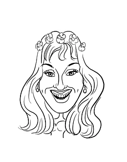 Desenho de caricaturas de rosto sem cor, caricatas, com distorção, com aumentos, engraçadas, cômicas, divertidas, desenhada a mão, aniversário, sorrisão, bocão, narizão, orelhão, narigão, namorada