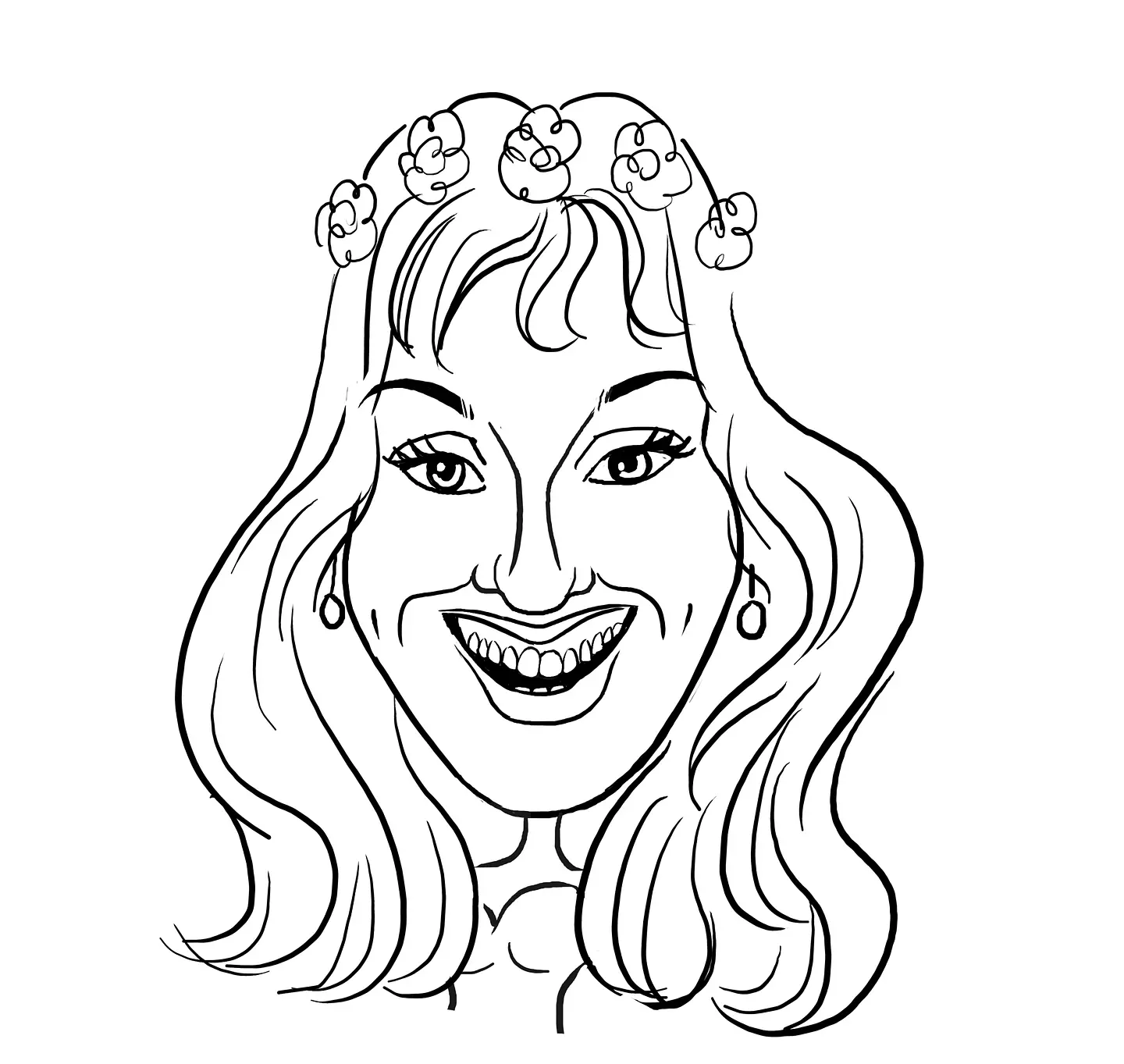 Desenho de caricaturas de rosto sem cor, caricatas, com distorção, com aumentos, engraçadas, cômicas, divertidas, desenhada a mão, aniversário, sorrisão, bocão, narizão, orelhão, narigão, namorada 1
