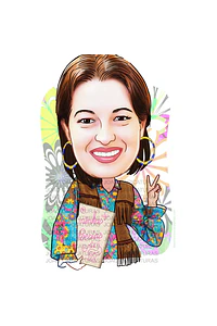 Caricatura aniversário mulher mãe, tia, irmã senhora, dirigindo kombi, hippie, 1960 e 1970, paz e amor, psicodélico, antiga, perua